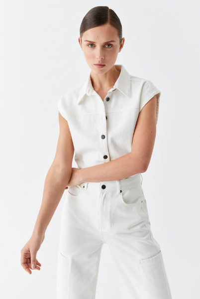 Morrison - Theo Denim Vest - White