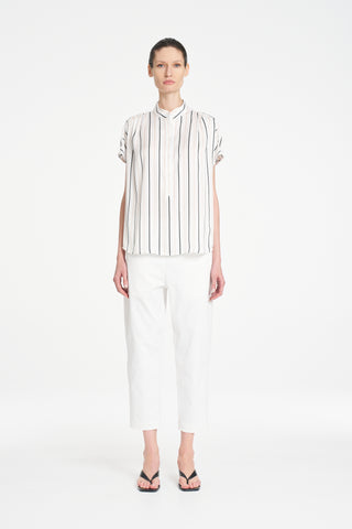 Gathered Shell Top – White/Black | Mela Purdie