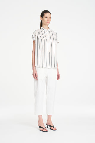 Gathered Shell Top – White/Black | Mela Purdie