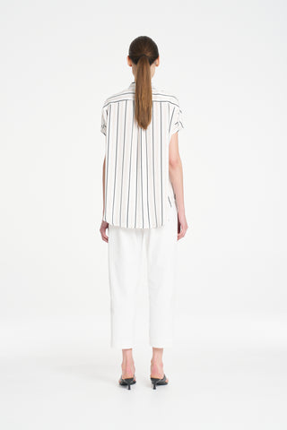Gathered Shell Top – White/Black | Mela Purdie