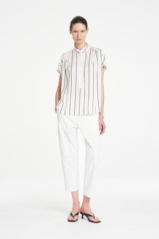 Gathered Shell Top – White/Black | Mela Purdie