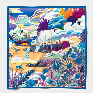 Enchanted Horse Silk Scarf – Blue | Maison Fanli