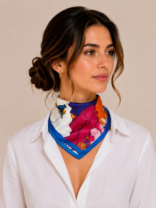 Enchanted Horse Silk Scarf – Blue | Maison Fanli