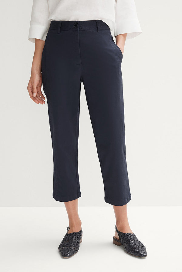 Trenery - Stretch Cotton Twill Capri Pant - Navy