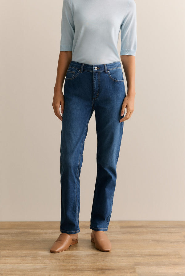 Trenery - Mid Rise Straight Leg Jean - Washed Indigo