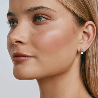 Crystal Baguette Huggies - Gold | Fairley