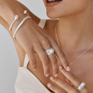 Double Pearl Cuff - Silver | Fairley