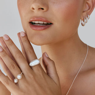 Double Pearl Ring – Silver | Fairley