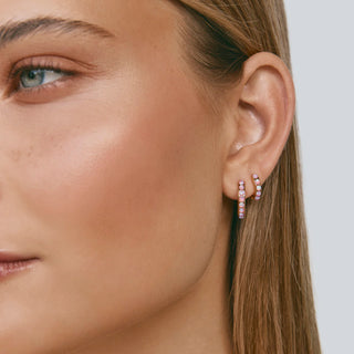 Pink Opal Crystal Midi Hoops - Gold | Fairley