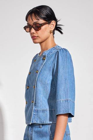 Plunge Jacket – Light Washed Denim | Zoe Kratzmann