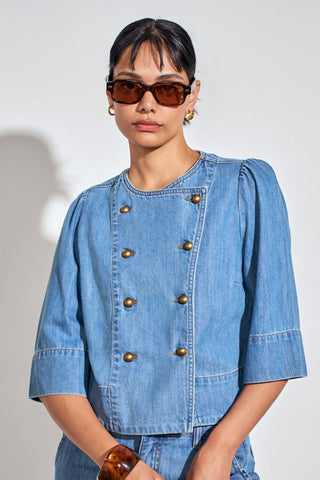 Plunge Jacket – Light Washed Denim | Zoe Kratzmann