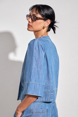 Plunge Jacket – Light Washed Denim | Zoe Kratzmann