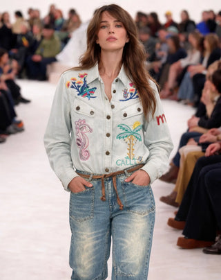 Adelyn Oversized Embroidered Shirt - Light Blue | Me369