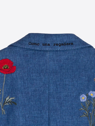 Sophia Embroidered Blazer – Denim Blue | Vilagallo
