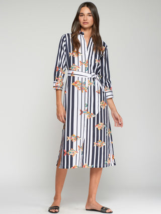 Fish Stripe Shirt Dress – Black & White Fish Stripe | Vilagallo