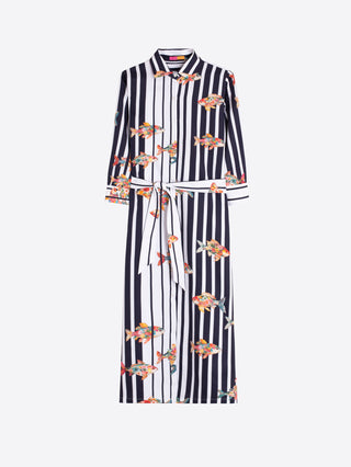Fish Stripe Shirt Dress – Black & White Fish Stripe | Vilagallo