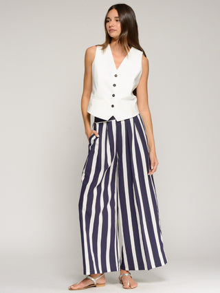 Marian Stripe Trousers – Navy & White Stripe | Vilagallo