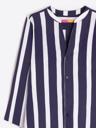 Juliet Stripe Shirt – Navy & White Stripe | Vilagallo