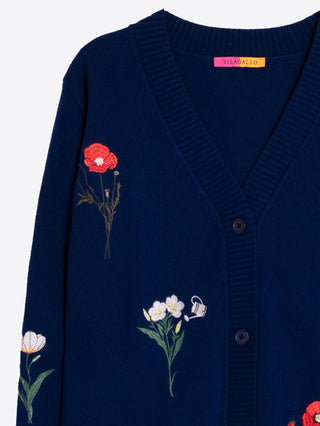Alina Embroidered Cardigan – Navy | Vilagallo