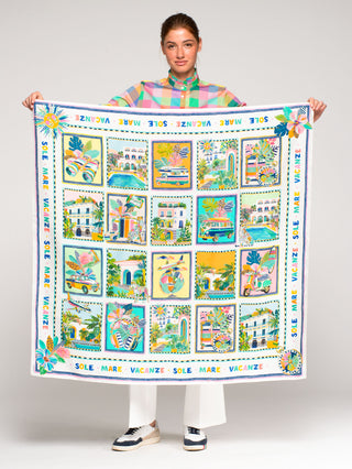 Seaside Large Silk Scarf – Multicolour | Vilagallo