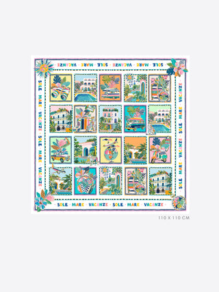 Seaside Large Silk Scarf – Multicolour | Vilagallo