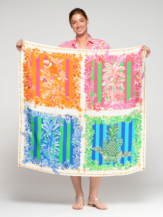 Tropical Large Silk Scarf – Multicolour | Vilagallo