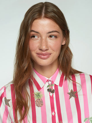 Isa Cherry Stripe Shirt – Pink & White Stripe | Vilagallo