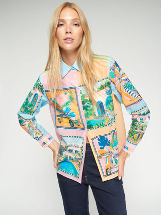Tea Travel Scenes Print Shirt – Multicolour | Vilagallo