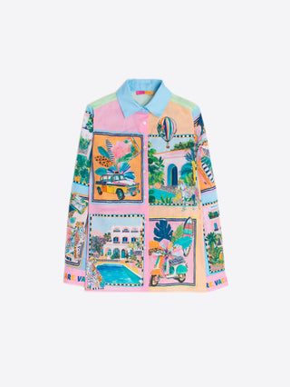 Tea Travel Scenes Print Shirt – Multicolour | Vilagallo