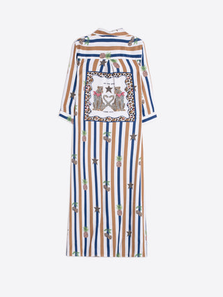 Isota Pineapple Stripe Shirt Dress – Camel, Navy & White Stripe | Vilagallo