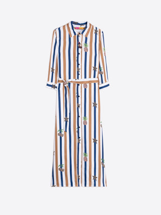 Isota Pineapple Stripe Shirt Dress – Camel, Navy & White Stripe | Vilagallo