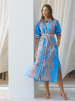 Robe Dress - Blue Deco Stripe | State of Embrace