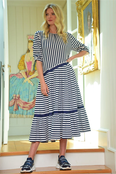 Cooper | Just My Tuck Dress | Navy Stripe