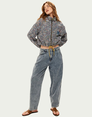 Ivy Cropped High Neck Zip - Midnight Blue | Me369