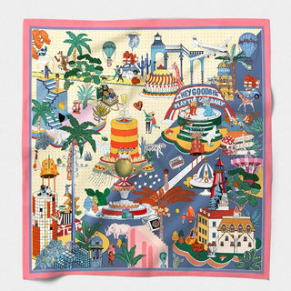 Gateaux Fous Cotton & Silk Scarf 70x70cm – Pink Lavender | Maison Fanli