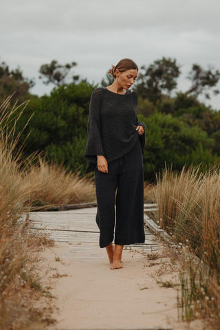 Retreat Cotton Twist Pant – Deep Ocean | Talamaya