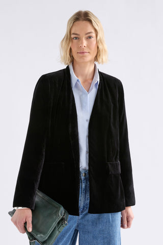 Velvet Soft Blazer Jacket - Black | ELK