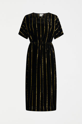 Lumii Velvet Dress - Black / Gold Stripe | ELK