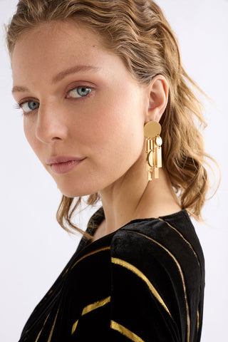 Lumii Velvet Dress - Black / Gold Stripe | ELK