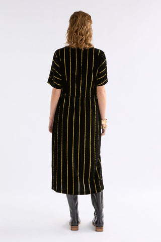 Lumii Velvet Dress - Black / Gold Stripe | ELK