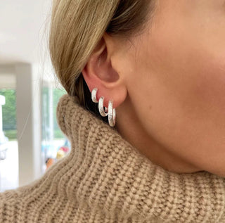 Antique Silver Midi Hoops - Silver | Fairley