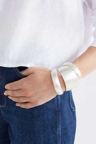 Elk Gild Thin Cuff Bangle - Silver
