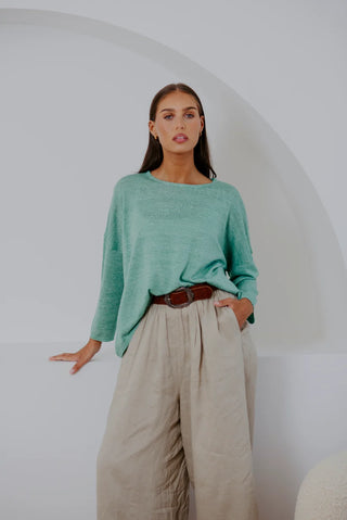 Boxy Relaxed Pullover – Emerald | Bridge & Lord