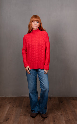 Cable Raglan Pullover - Cayenne | Bridge & Lord