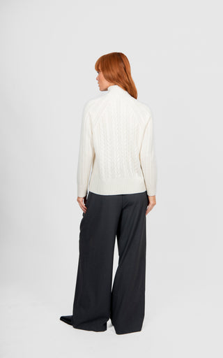 Cable Raglan Pullover - Ivory | Bridge & Lord