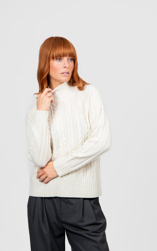 Cable Raglan Pullover - Ivory | Bridge & Lord
