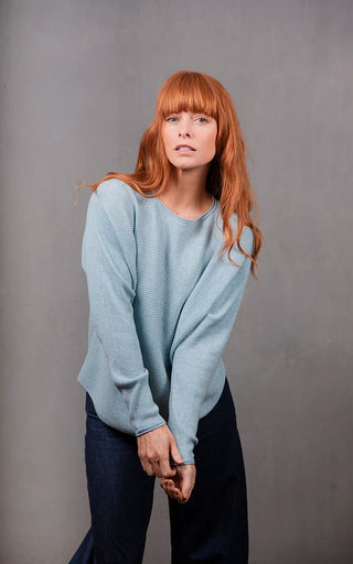 Dolman Rib Pullover - Aquamarine | Bridge & Lord