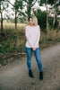 Bow & Arrow | Pale Pink Swing Crew Neck With Betsy Blue Liberty Patch