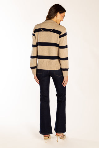 Boxy Stripe Crew - navy/latte | Bow & Arrow