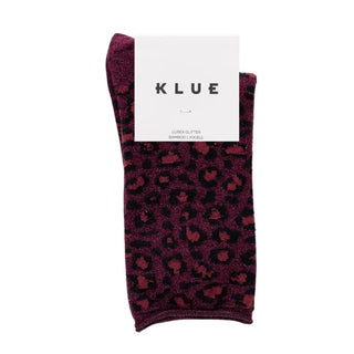 Glitter Lurex Socks – Leopard Burgundy | KLUE
